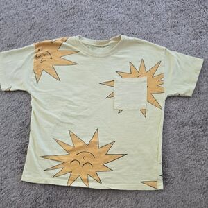 Zara Yellow Sun Graphic Pocket Tee